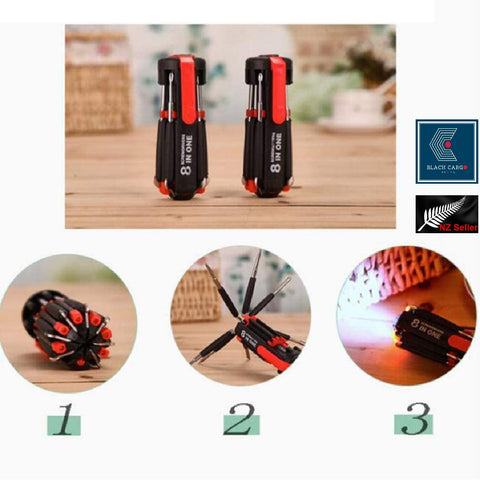 Universal Pocket Multifunction Folding Screwdriver Tools Set T4-15 LED torch
