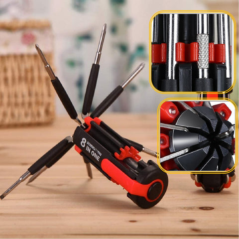 Universal Pocket Multifunction Folding Screwdriver Tools Set T4-15 LED torch