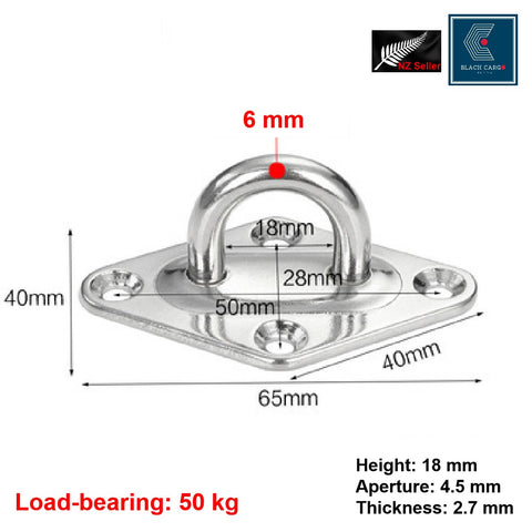 2Pcs Eye Plate Hooks Ceiling Hooks Marine Hardware Hooks Sun Shade Sail Fixing 2 Pcs Diamond