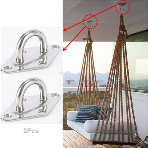 2Pcs Eye Plate Hooks Ceiling Hooks Marine Hardware Hooks Sun Shade Sail Fixing 2 Pcs Diamond