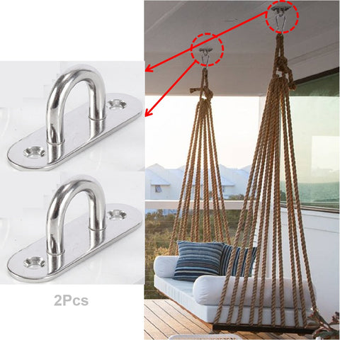 Eye Plate Hooks Ceiling Hooks Marine Hardware Hooks Sun Shade Sail Fixing 2 Pcs Oval