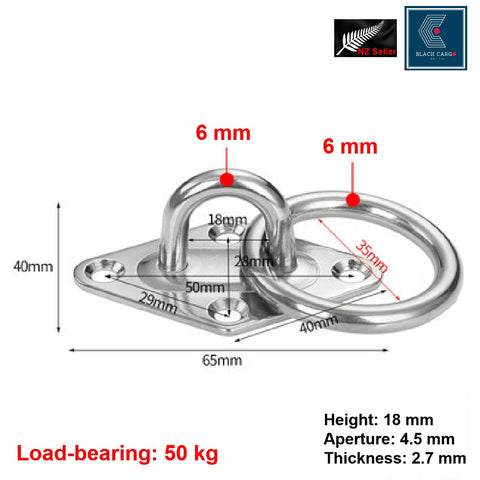 2Pcs Eye Plate Hooks Ring Ceiling Hooks Marine Hardware Hooks Sun Shade Sail Fixing 2 Pcs Diamond with Ring