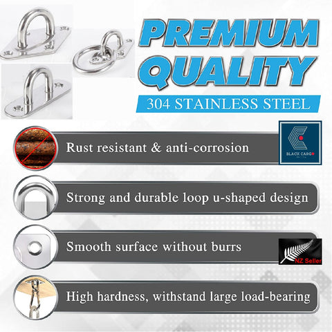 2Pcs Eye Plate Hooks Ring Ceiling Hooks Marine Hardware Hooks Sun Shade Sail Fixing 2 Pcs Diamond with Ring