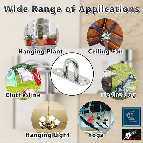 Eye Plate Hooks Ceiling Hooks Marine Hardware Hooks Sun Shade Sail Fixing 2 Pcs Oval