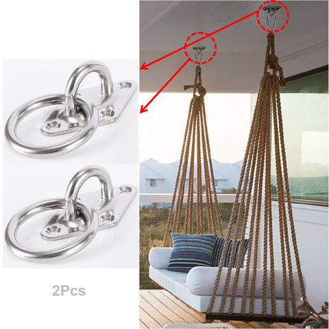2Pcs Eye Plate Hooks Ring Ceiling Hooks Marine Hardware Hooks Sun Shade Sail Fixing 2 Pcs Diamond with Ring