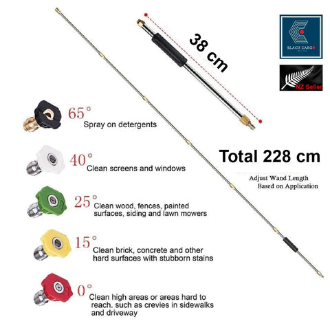 Pressure Washer 228cm Universal Extension Wand Kit Set Power Washer Accessories