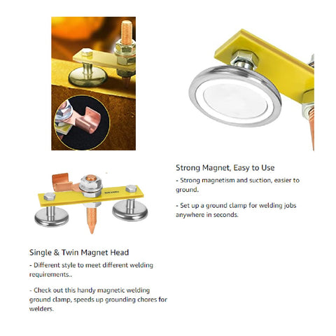 Magnetic Welding Support Ground Clamp Tools Welding Double Magnet Head