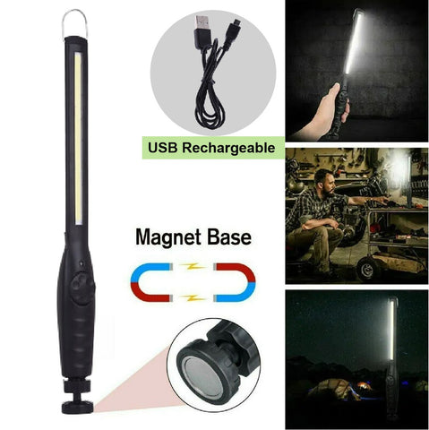 Portable COB Flashlight Torch USB Rechargeable LED Work Light with Magnet