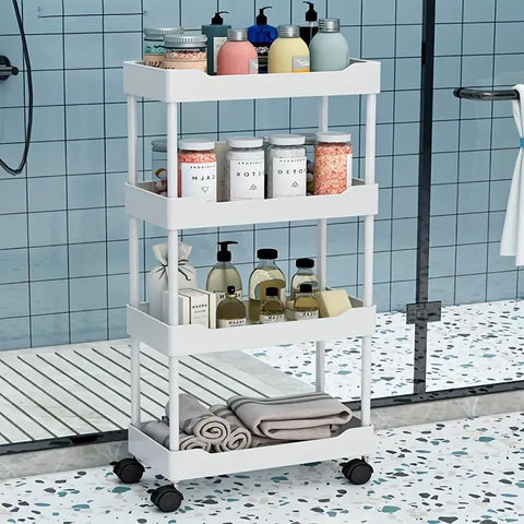 4-Tier Kitchen Bathroom Storage trolley Cart Shelving Rack
