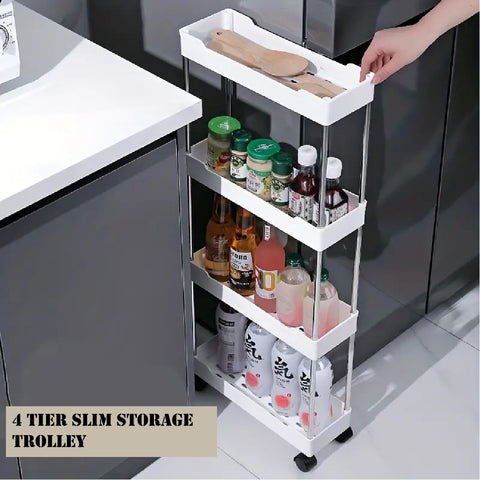 4-Tier Kitchen Bathroom Storage trolley Cart Shelves Rack - Slim