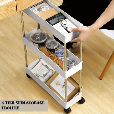 4-Tier Kitchen Bathroom Storage trolley Cart Shelves Rack - Slim