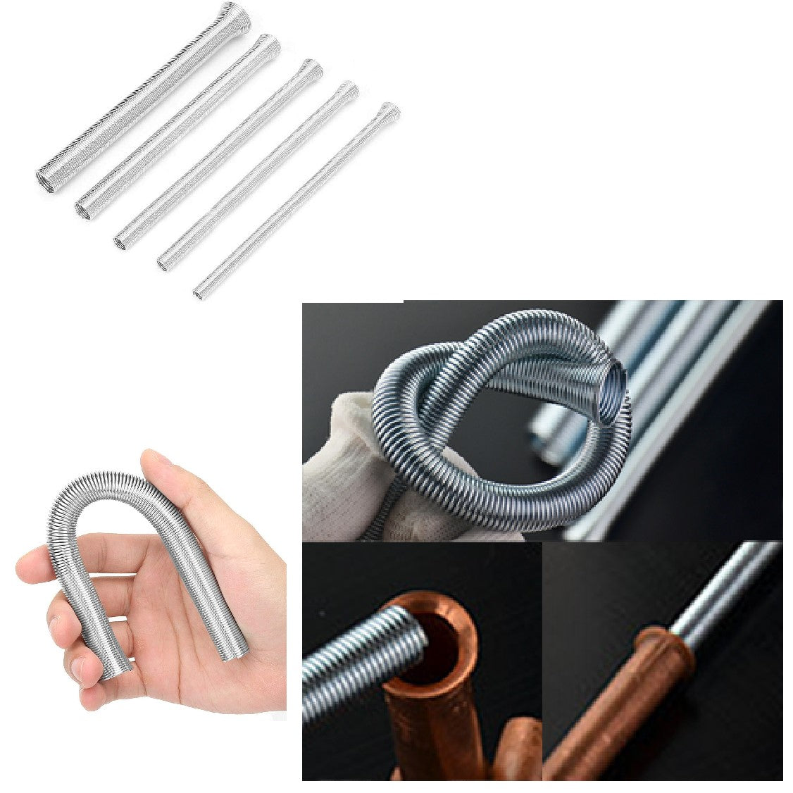 5Pcs Spring Pipe Bender 1/4, 5/16, 3/8, 1/2, 5/8 for Copper Aluminum P ...