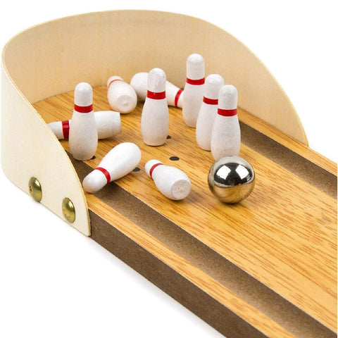 Wooden Mini Bowling Ball Table Indoor Bowling Pins Game