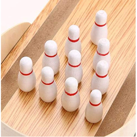 Wooden Mini Bowling Ball Table Indoor Bowling Pins Game