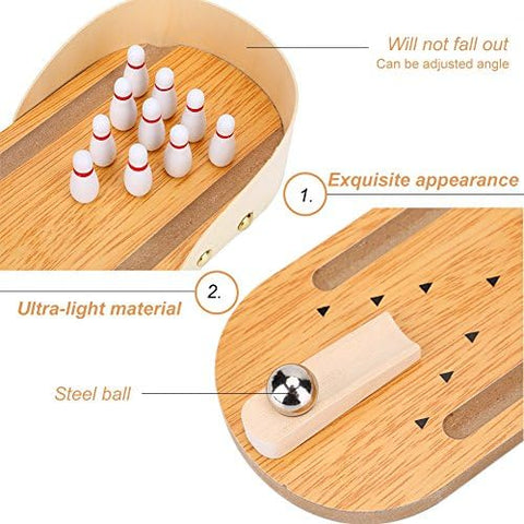 Wooden Mini Bowling Ball Table Indoor Bowling Pins Game