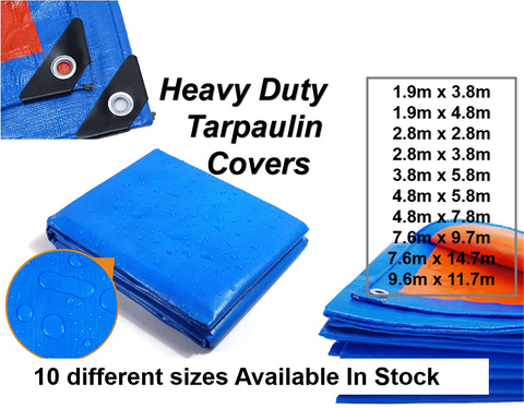 Heavy Duty Tarpaulin Covers Tarp Waterproof 1.9m x 3.8m