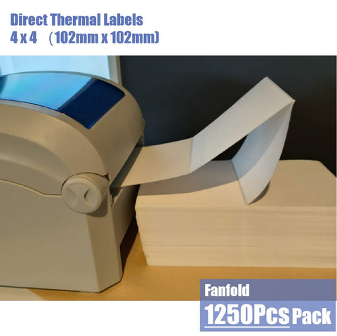Thermal Printer Labels 4" x 4" 1250Pcs Pack Compatible Zebra