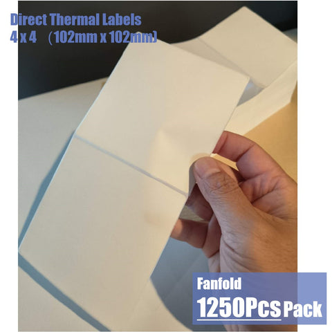 Thermal Printer Labels 4" x 4" 1250Pcs Pack Compatible Zebra