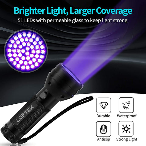 UV Torch Light Blacklight 51 LED 395 nM Detector Pet Urine Stains