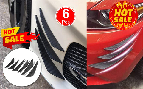 Car Front Bumper Lip Carbon Fiber Spoiler Diffuser Fin Canards Splitters 6Pcs - Referdeal