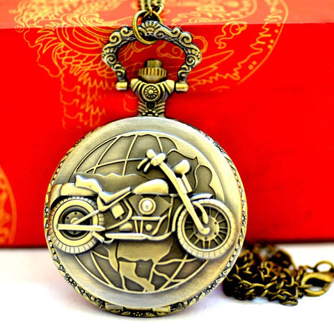 Vintage Pocket Watch - W65 Chopper Motorcycle Pocket Watch with Chain Necklace