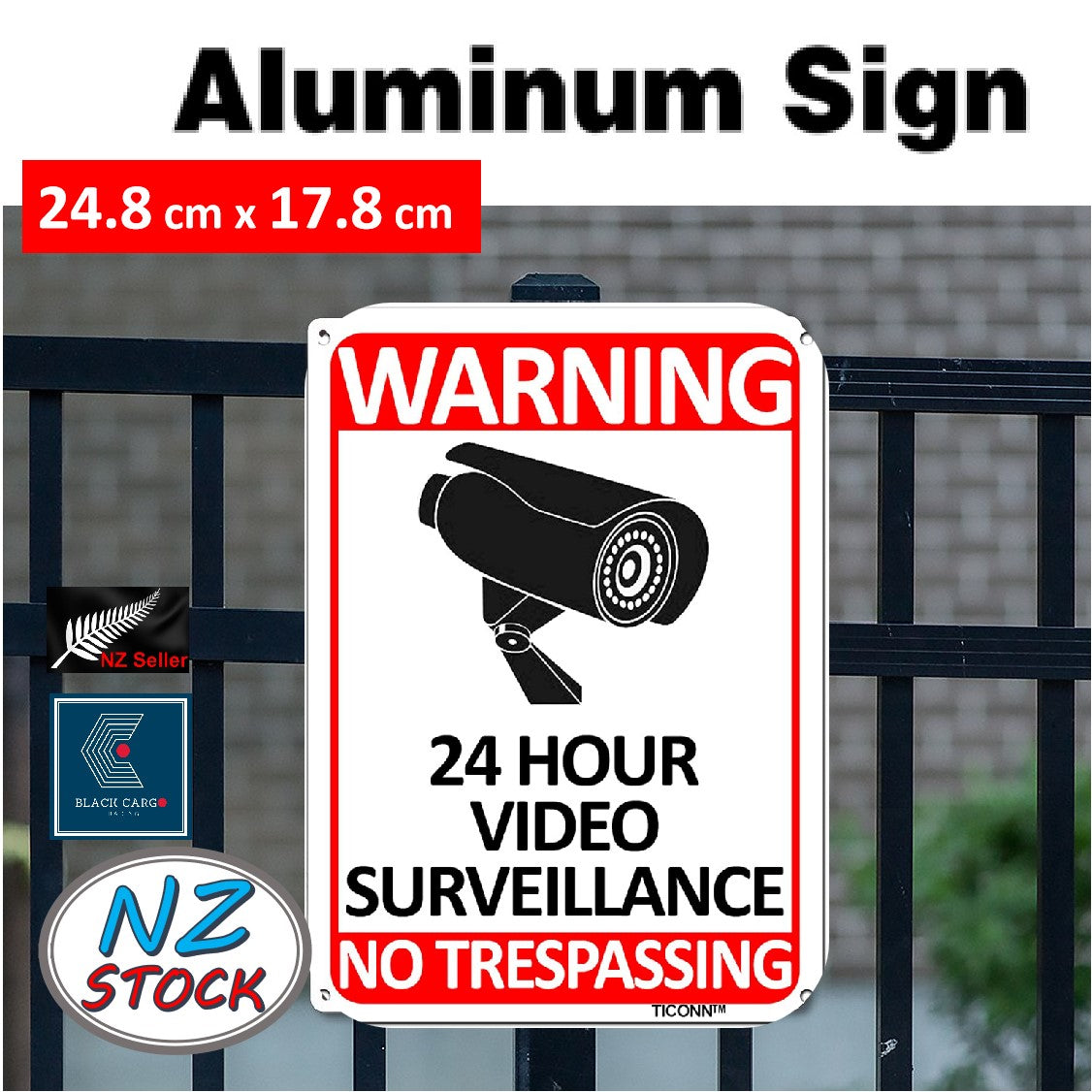 24 Hour Video Surveillance Sign No Trespassing CCTV Warning Sign Security Camera Sign - Referdeal