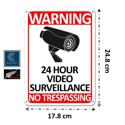 24 Hour Video Surveillance Sign No Trespassing CCTV Warning Sign Security Camera Sign - Referdeal