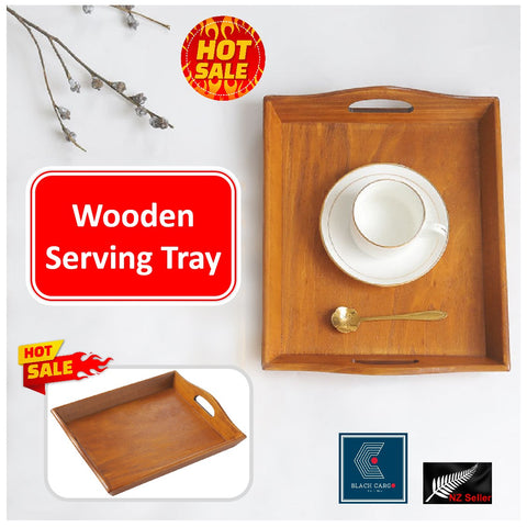 Vintage Wooden Serving Trays with Handles Nesting Trays for Coffee Table