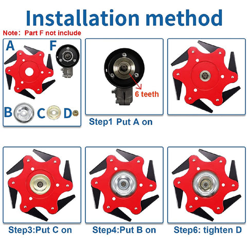 Weed Eater Steel Trimmer Head 6 Steel Razors Blades with Adapter Kit Universal