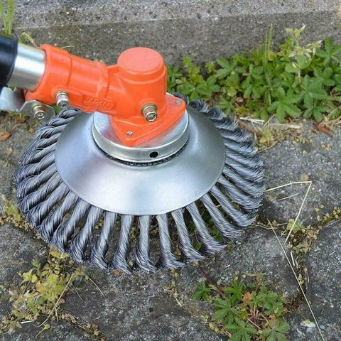 8 Inch Steel Wire Rotary Brush Cutter Trimmer Head Weed Blade Cutter with Universal Adapter Kit