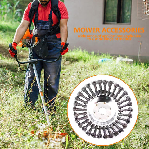 8 Inch Steel Wire Rotary Brush Cutter Trimmer Head Weed Blade Cutter with Universal Adapter Kit