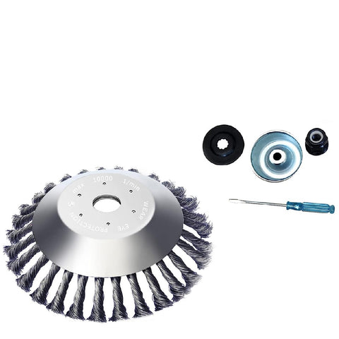 8 Inch Steel Wire Rotary Brush Cutter Trimmer Head Weed Blade Cutter with Universal Adapter Kit