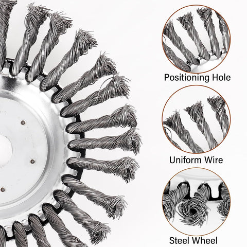 8 Inch Steel Wire Rotary Brush Cutter Trimmer Head Weed Blade Cutter with Universal Adapter Kit