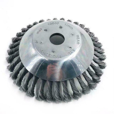 8 Inch Steel Wire Rotary Brush Cutter Trimmer Head Weed Blade Cutter with Universal Adapter Kit