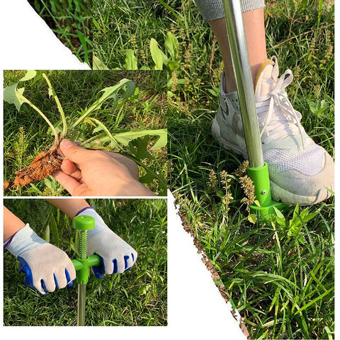 Weed Puller Tool Adjustable Stand Up Weed Remover with 3 Claws Stainless Steel