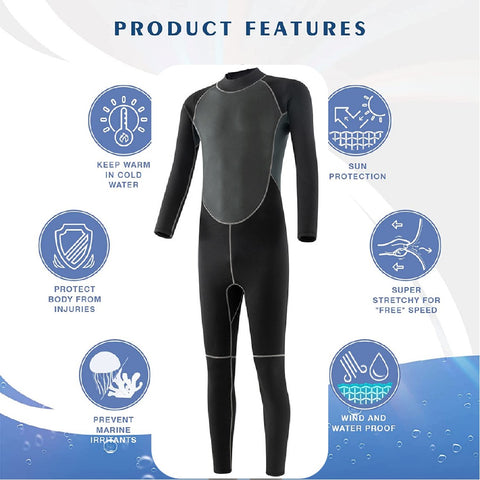 Wetsuits Neoprene 3mm Full Body Long Sleeve Surfing Diving Suit - Size L