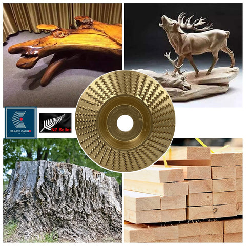 2Pcs Angle Grinder Tungsten Carbon Steel Wood Carving Disc Set with 7/8" Arbor Gold