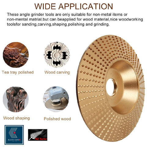 2Pcs Angle Grinder Tungsten Carbon Steel Wood Carving Disc Set with 7/8" Arbor Gold