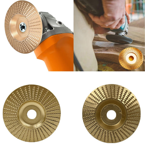 2Pcs Angle Grinder Tungsten Carbon Steel Wood Carving Disc Set with 7/8" Arbor Gold