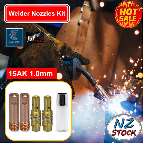 5Pcs 15AK Contact Nozzles Tip 1.0mm Gas Diffuser Welding Gun Accessory Kits
