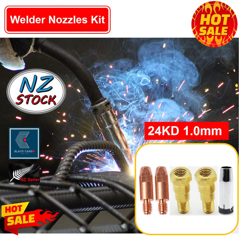 5Pcs 24KD Contact Nozzles Tip 1.0mm Gas Diffuser Welding Gun Accessory Kits