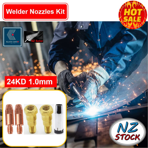 5Pcs 24KD Contact Nozzles Tip 1.0mm Gas Diffuser Welding Gun Accessory Kits