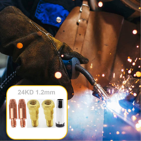 5Pcs 24KD Contact Nozzles Tip 1.2mm Gas Diffuser Welding Gun Accessory Kits