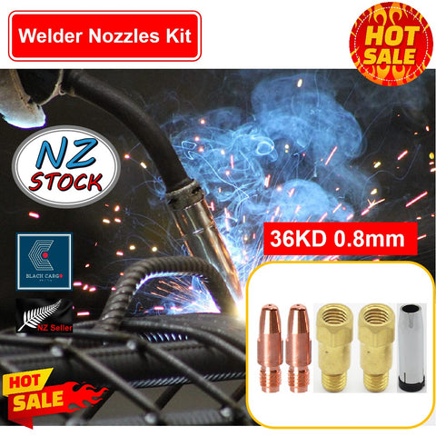 5Pcs 36KD Contact Nozzles Tip 0.8mm Gas Diffuser Welding Gun Accessory Kits