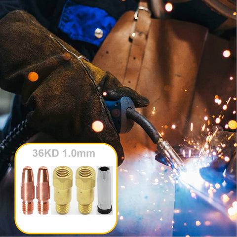 5Pcs 36KD Contact Nozzles Tip 1.0mm Gas Diffuser Welding Gun Accessory Kits
