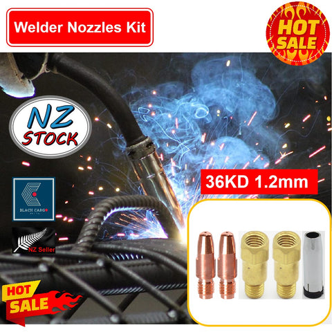 5Pcs 36KD Contact Nozzles Tip 1.2mm Gas Diffuser Welding Gun Accessory Kits