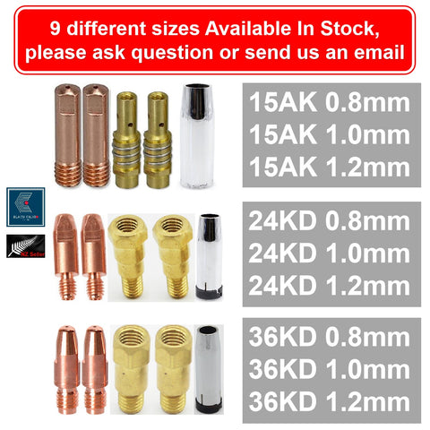 5Pcs 24KD Contact Nozzles Tip 1.2mm Gas Diffuser Welding Gun Accessory Kits