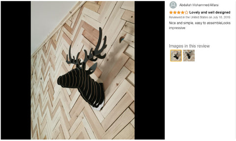 3D Wooden Animal Head Wall Decor Art Decor Sculpture Ornament Deer Head - black