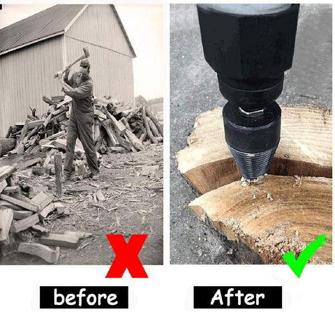 Firewood Log Splitter Drill Bit Hand Drill Stick hex Squar Round -32mm