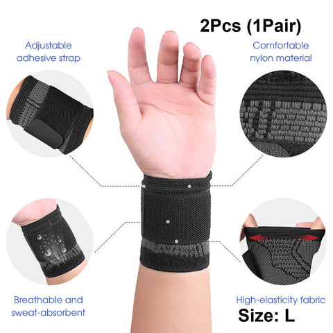 2Pack Wrist Wrap Band Support Braces Wristbands guard support L size